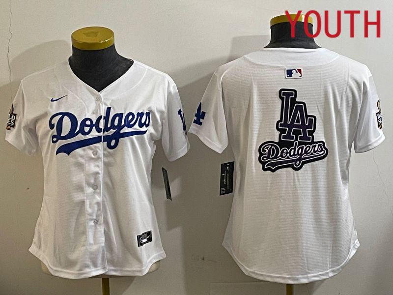 Youth Los Angeles Dodgers Blank White Game 2024 Nike MLB Jersey style 112116